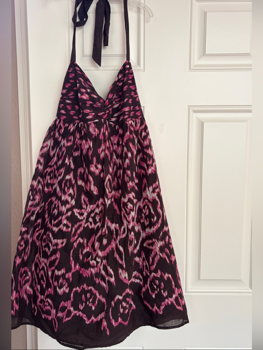 LOFT Black and Pink Halter Sundress